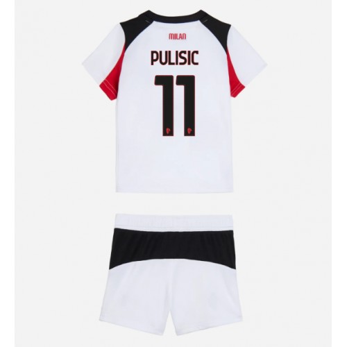 AC Milan Christian Pulisic #11 Fußballbekleidung Auswärtstrikot Kinder 2025-26 Kurzarm (+ kurze hosen)